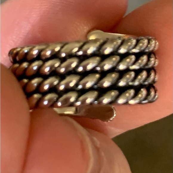 David Yurman Sterling Silver Diamonds Willow Serpentine Cable Ring 8 Authentic - Picture 5 of 7